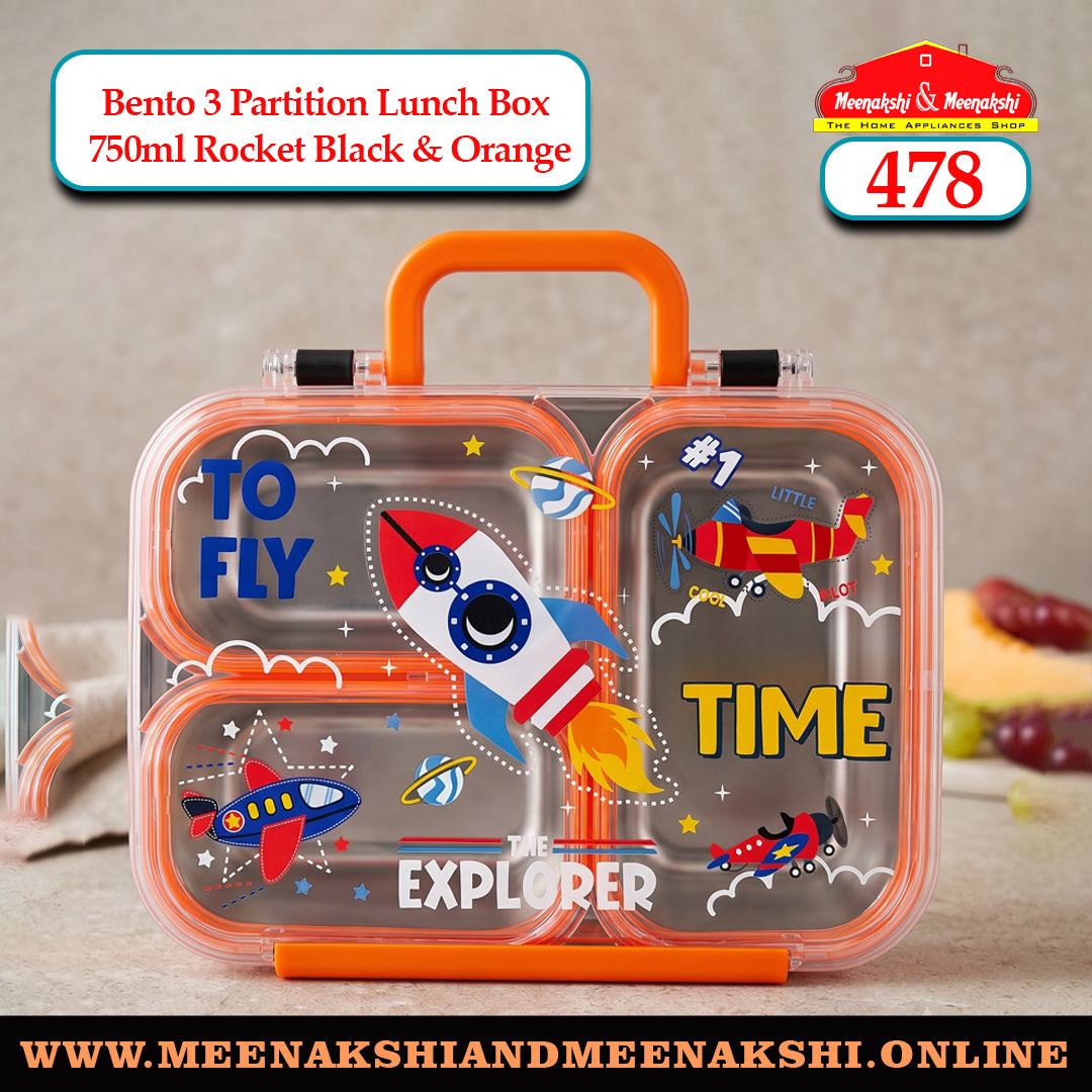 Bento 3 Partition Lunch Box 750ml