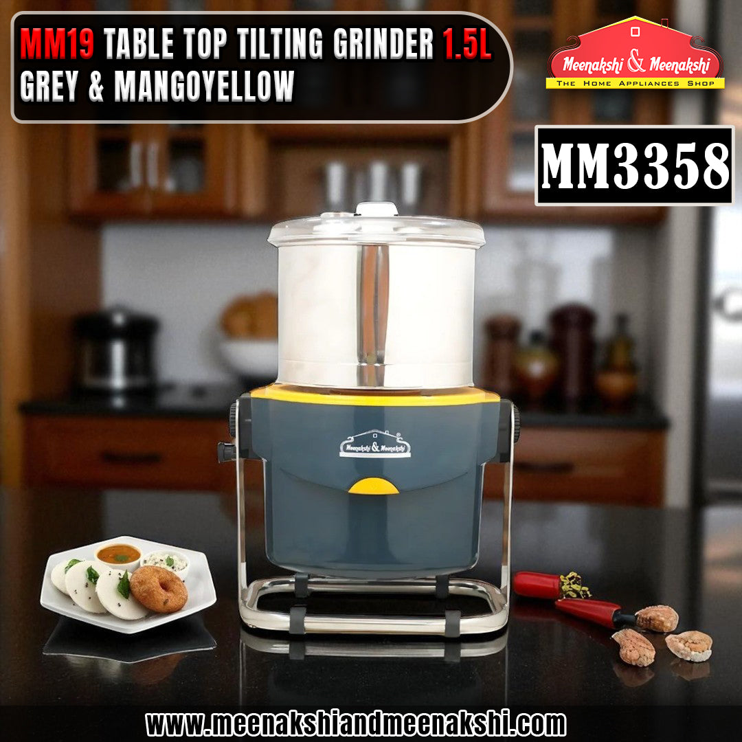MM09 Table Top Tilting Grinder 1.5L Grey with MangoYellow MM3358
