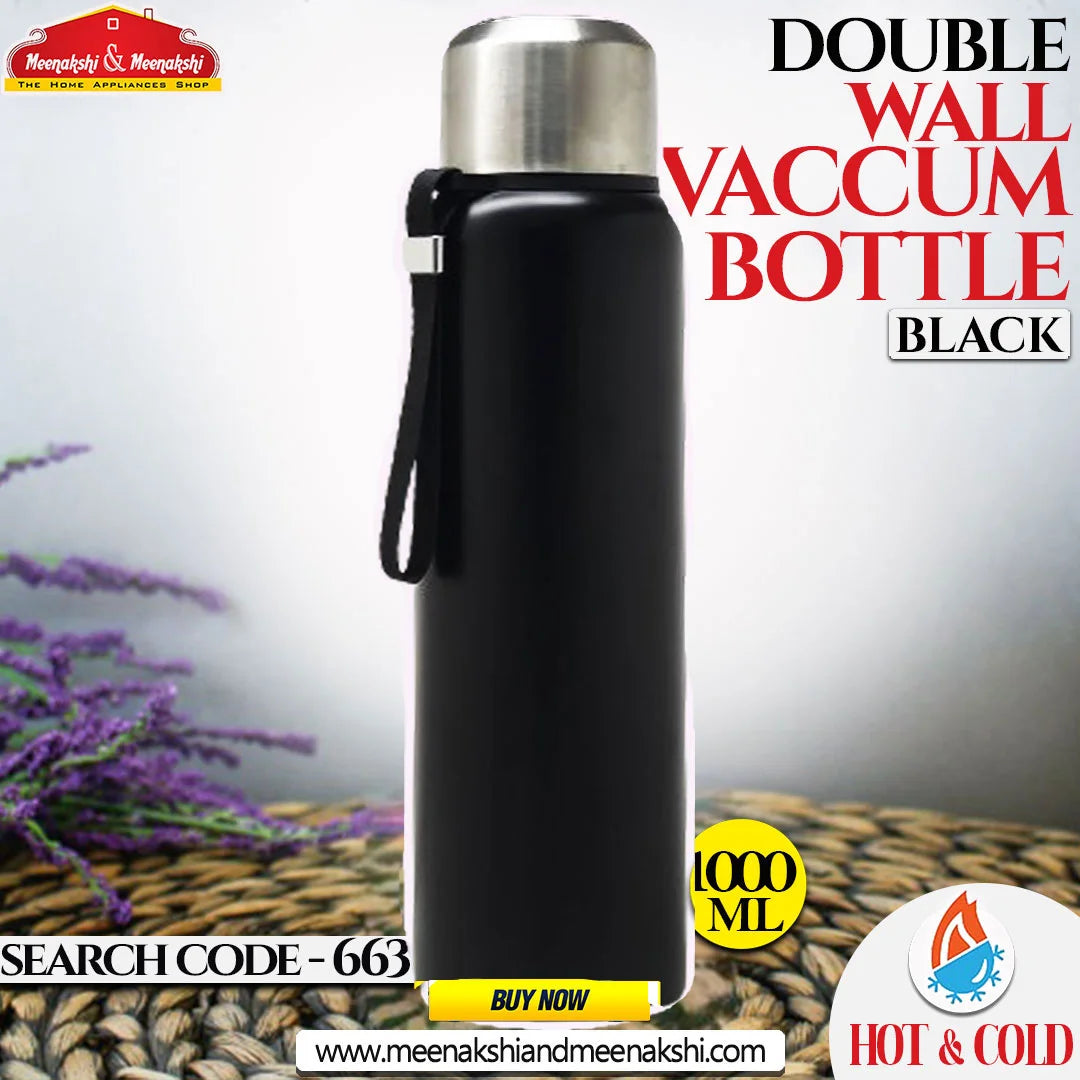 Double Wall Vaccum Bottle Black 1000 ML MM663