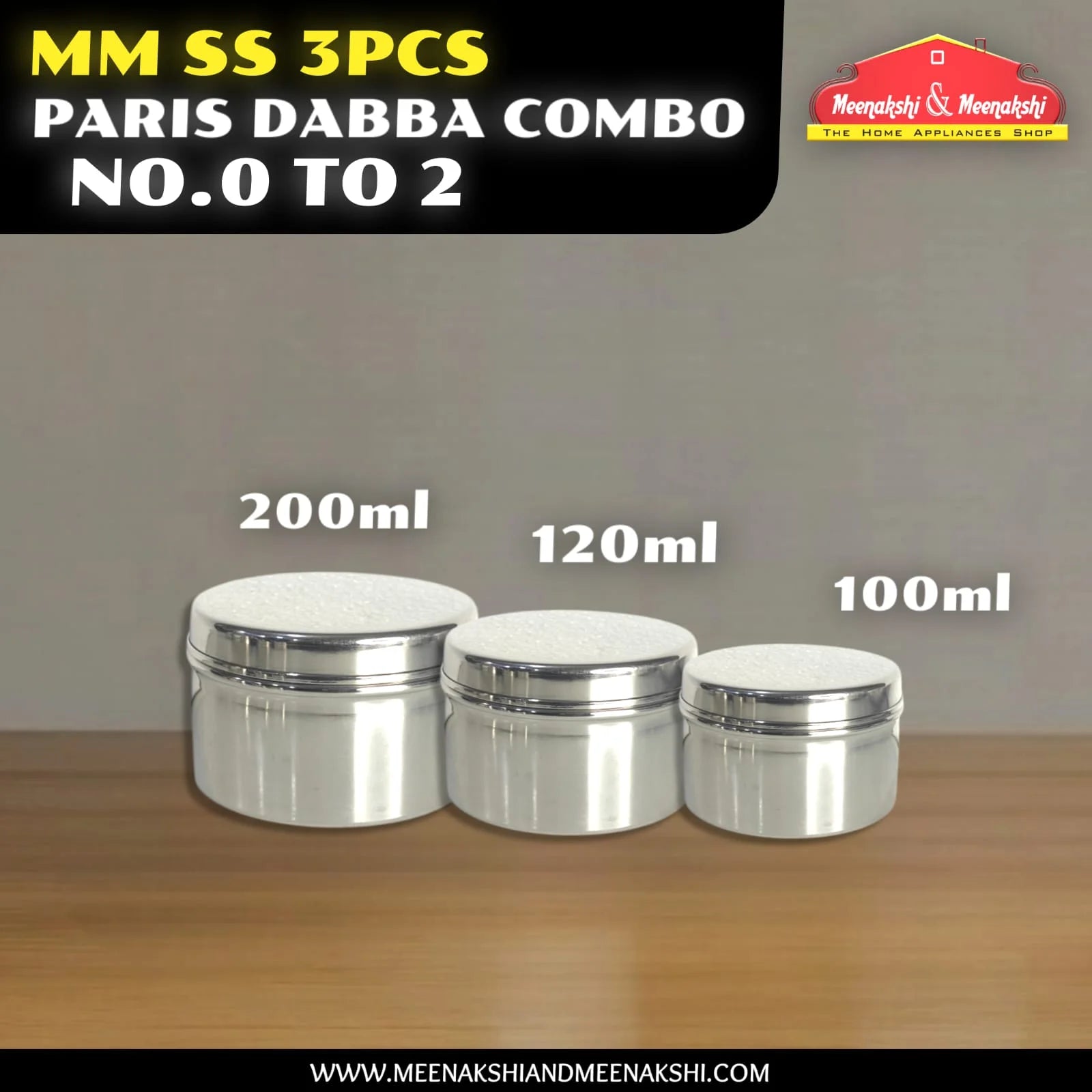 MM SS 3Pcs Paris Dabba Combo No.0 to 2 MM2217