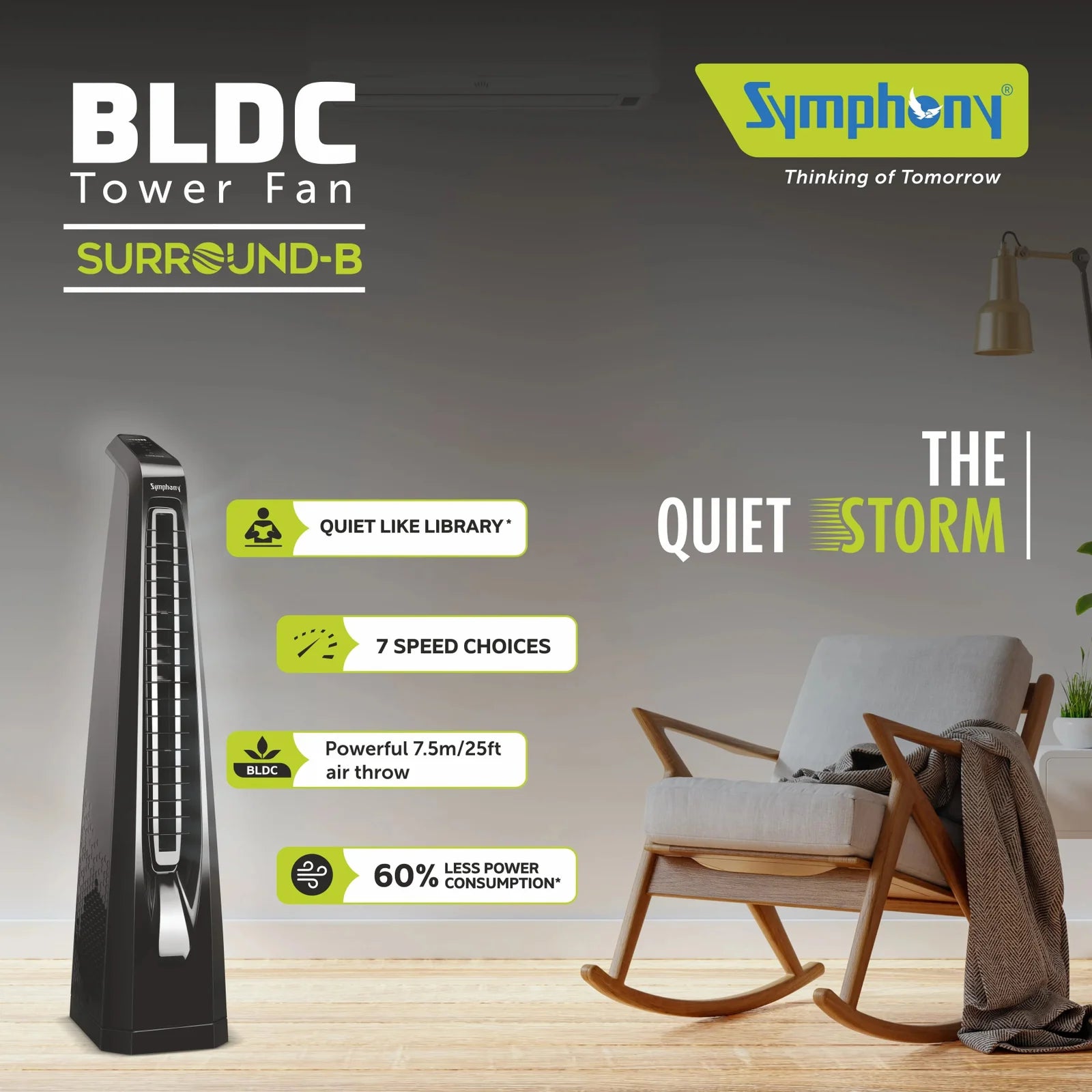 SYMPHONY TOWER FAN BLDC REMOTE & TOUCH WITH TIMER