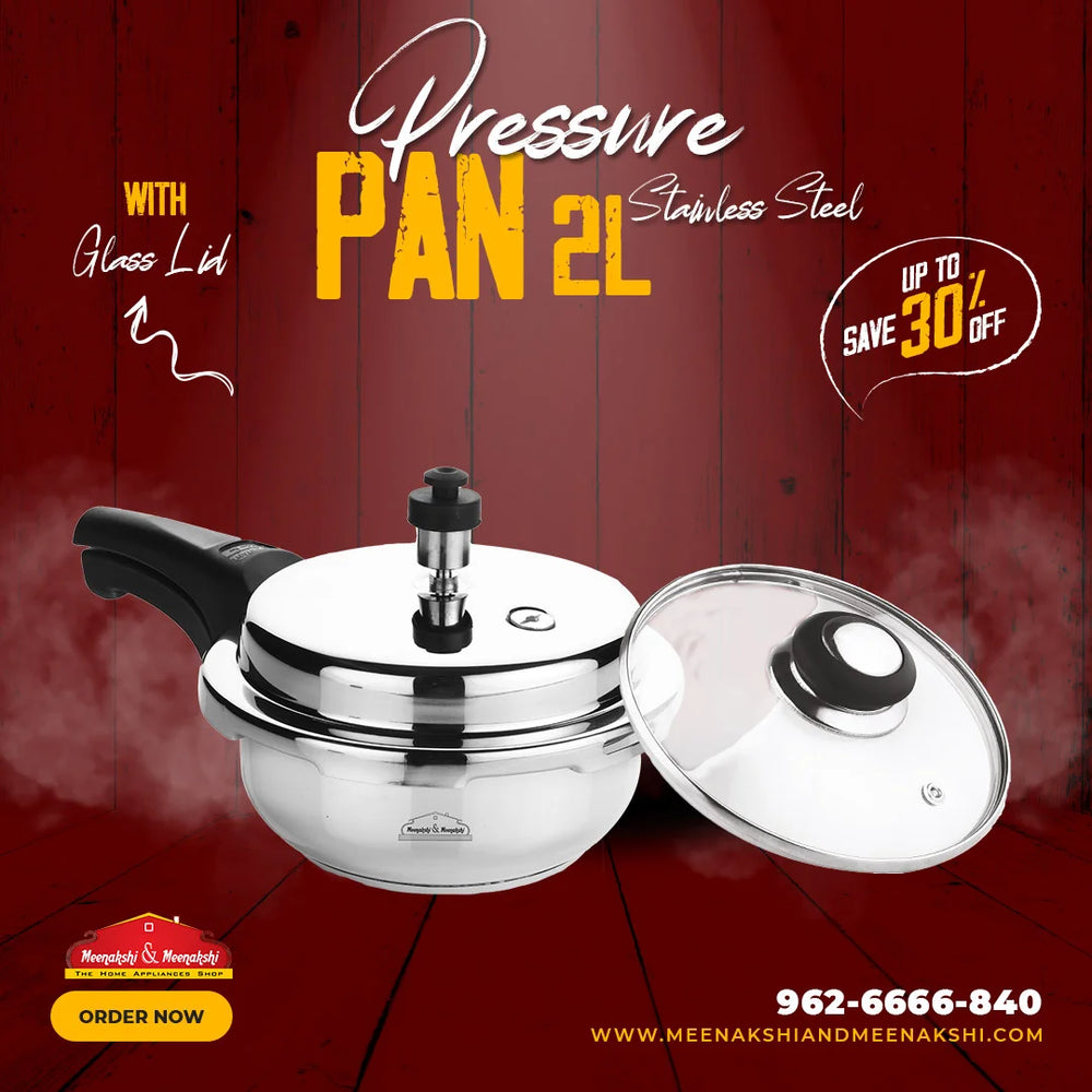 MM SS 2L Pressure Pan with Glass Lid Sandwich Bottom Tech