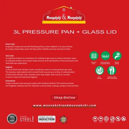 MM SS 2L Pressure Pan with Glass Lid Sandwich Bottom Tech