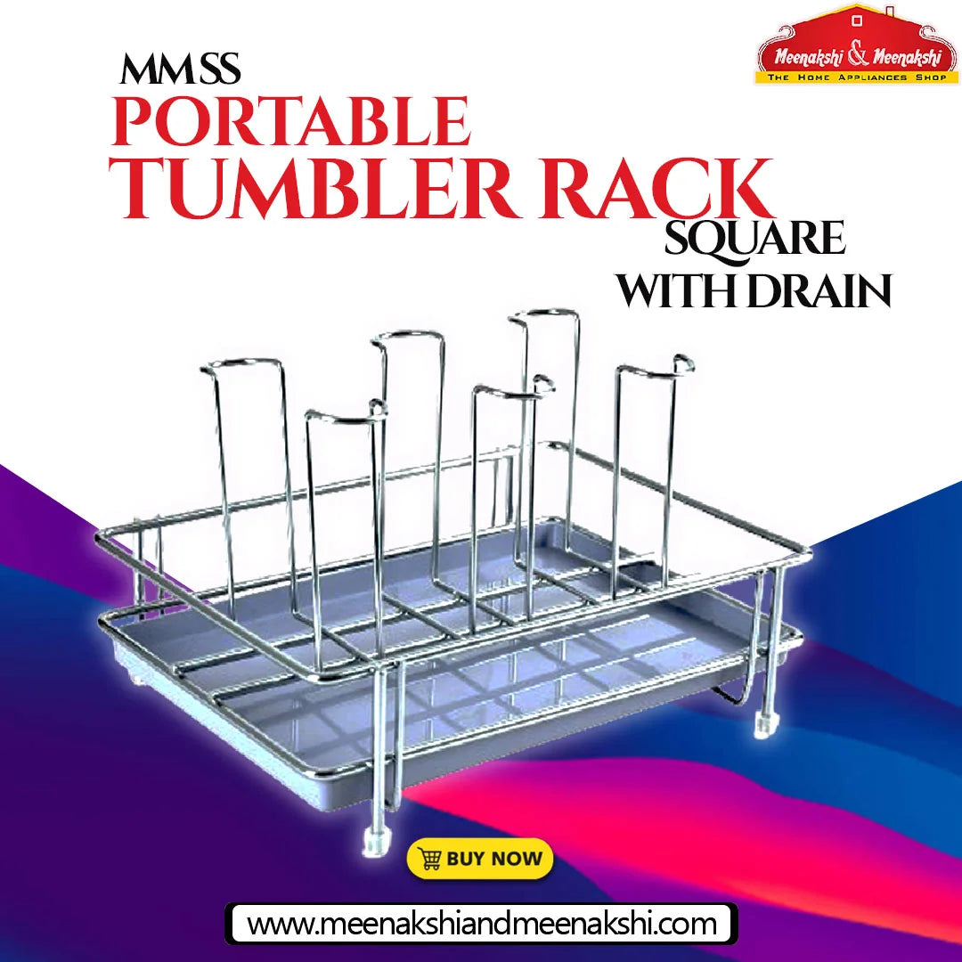 MM SS PORTABLE TUMBLER RACK SQUARE WITH DRAIN MM402