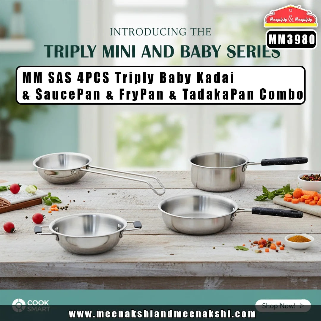 MM SAS N 4PCS Triply Baby Kadai & SaucePan & FryPan & TadakaPan Combo MM3980