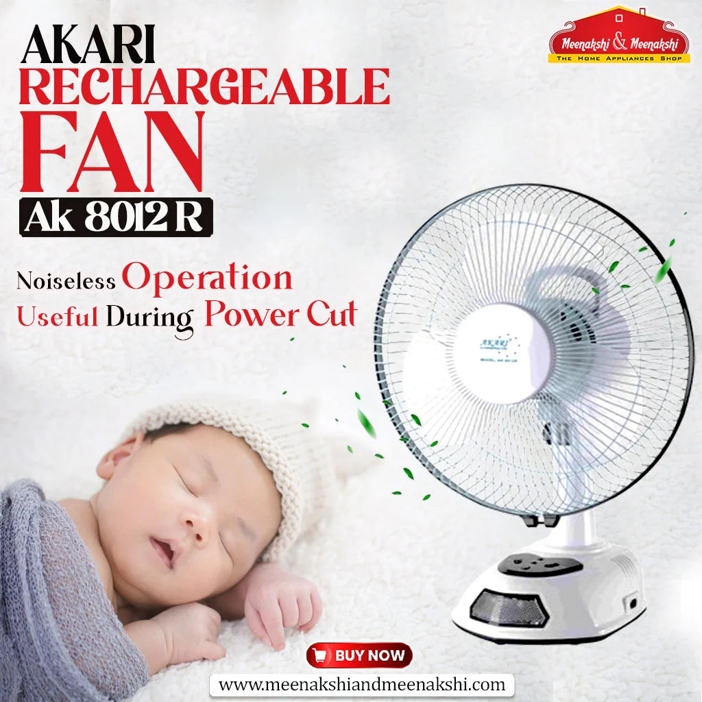 AKARI AK-8012R 12 RECHARGEABLE FAN WITH LED LIGHT