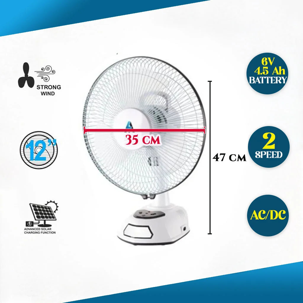 AKARI AK-8012R 12 RECHARGEABLE FAN WITH LED LIGHT