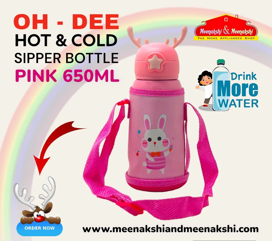 OH-DEE Hot & Cold Sipper Bottle Pink - 650 ml MM1039