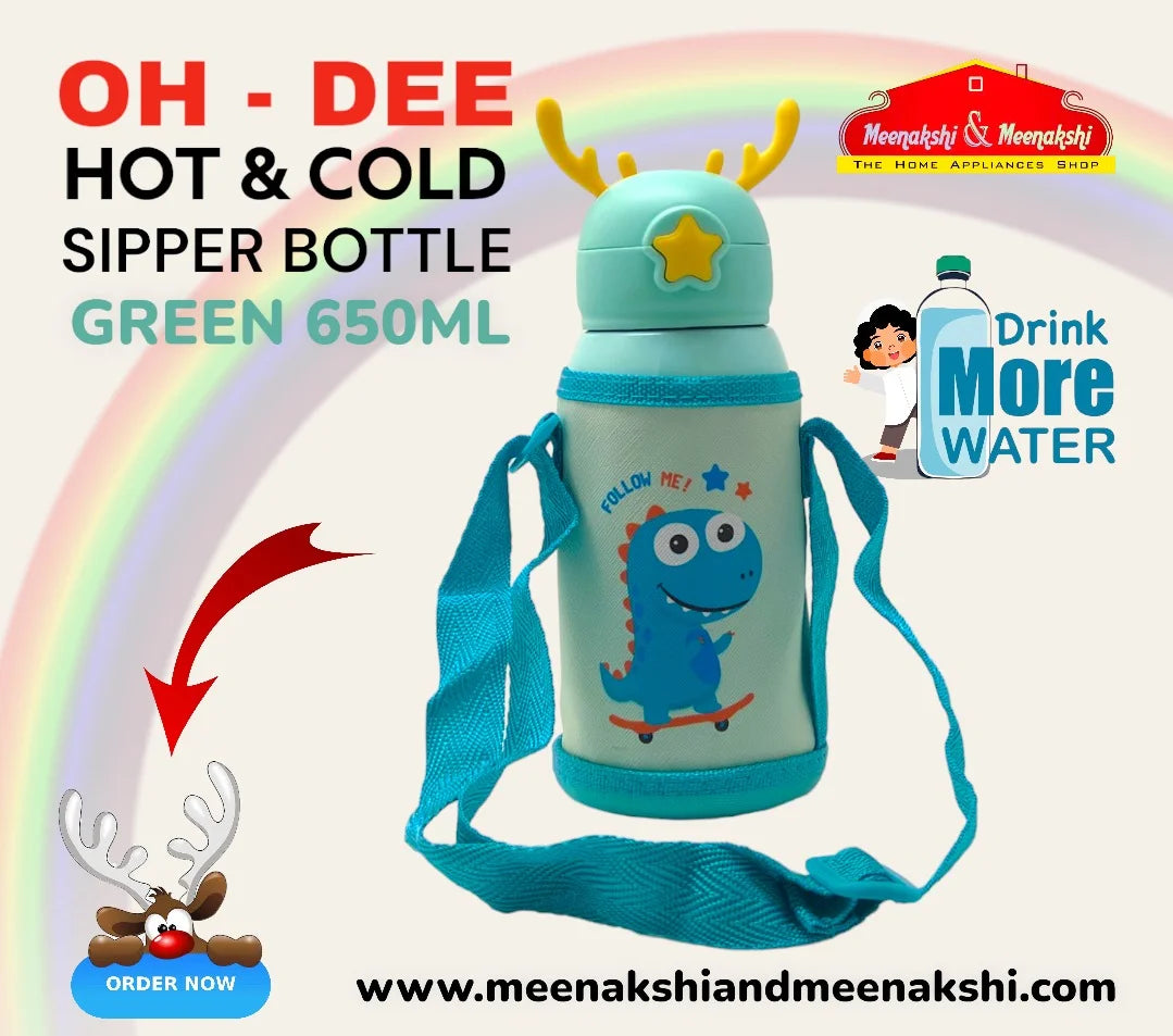OH-DEE Hot & Cold Sipper Bottle Green - 650 ml MM1041