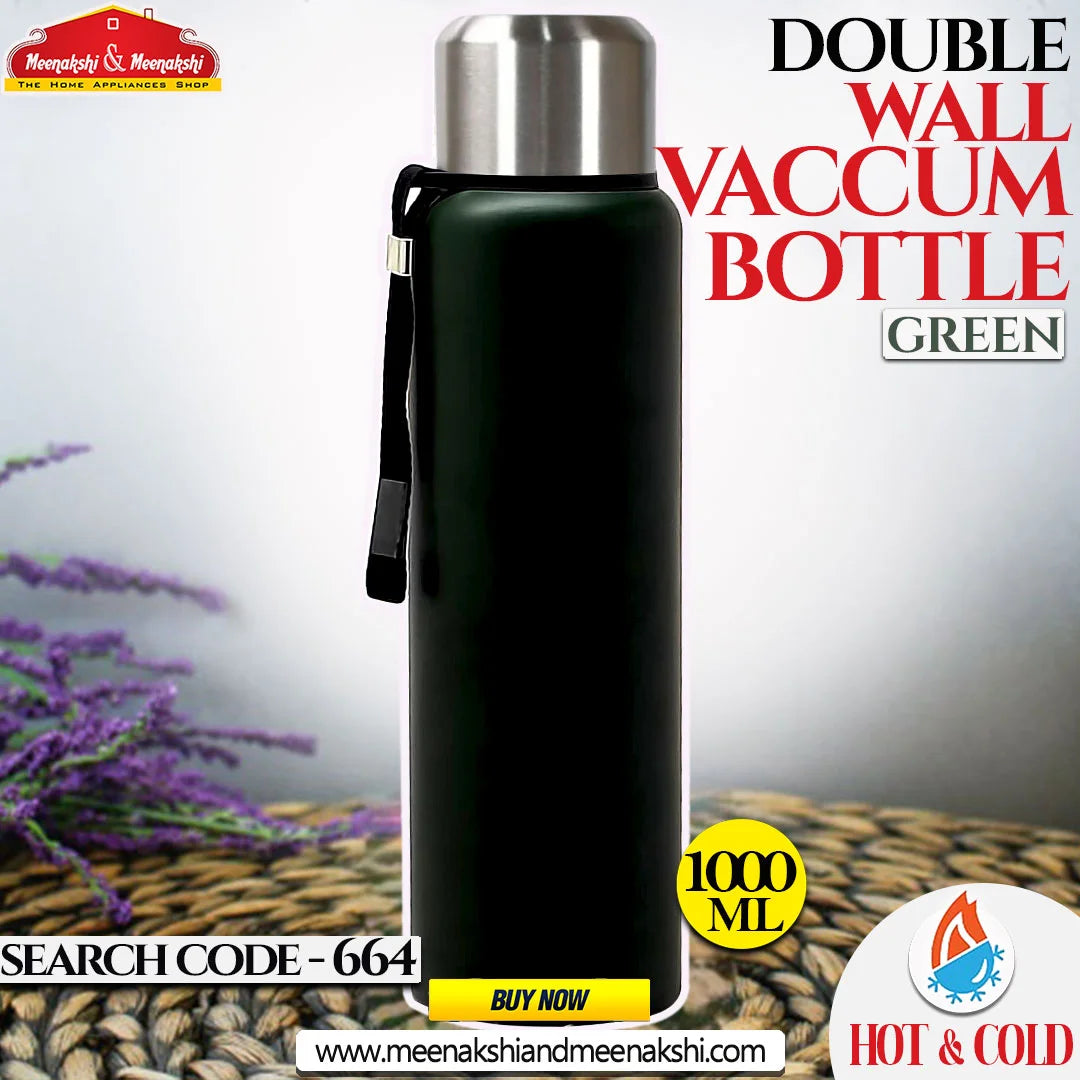 Double Wall Vaccum Bottle Green 1000 ML MM664