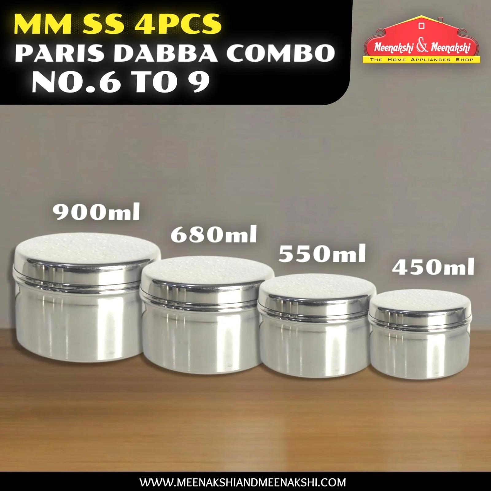 MM SS 4Pcs Paris Dabba Combo No.6 to 9 MM2219