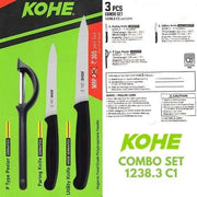 KOHE 3pcs Combo Peeler + Serrated Paring & Utility Knife 1238.3C1
