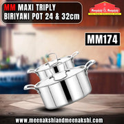 MM MAXI TRIPLY BIRIYANI POT 24CM & 32CM Combo