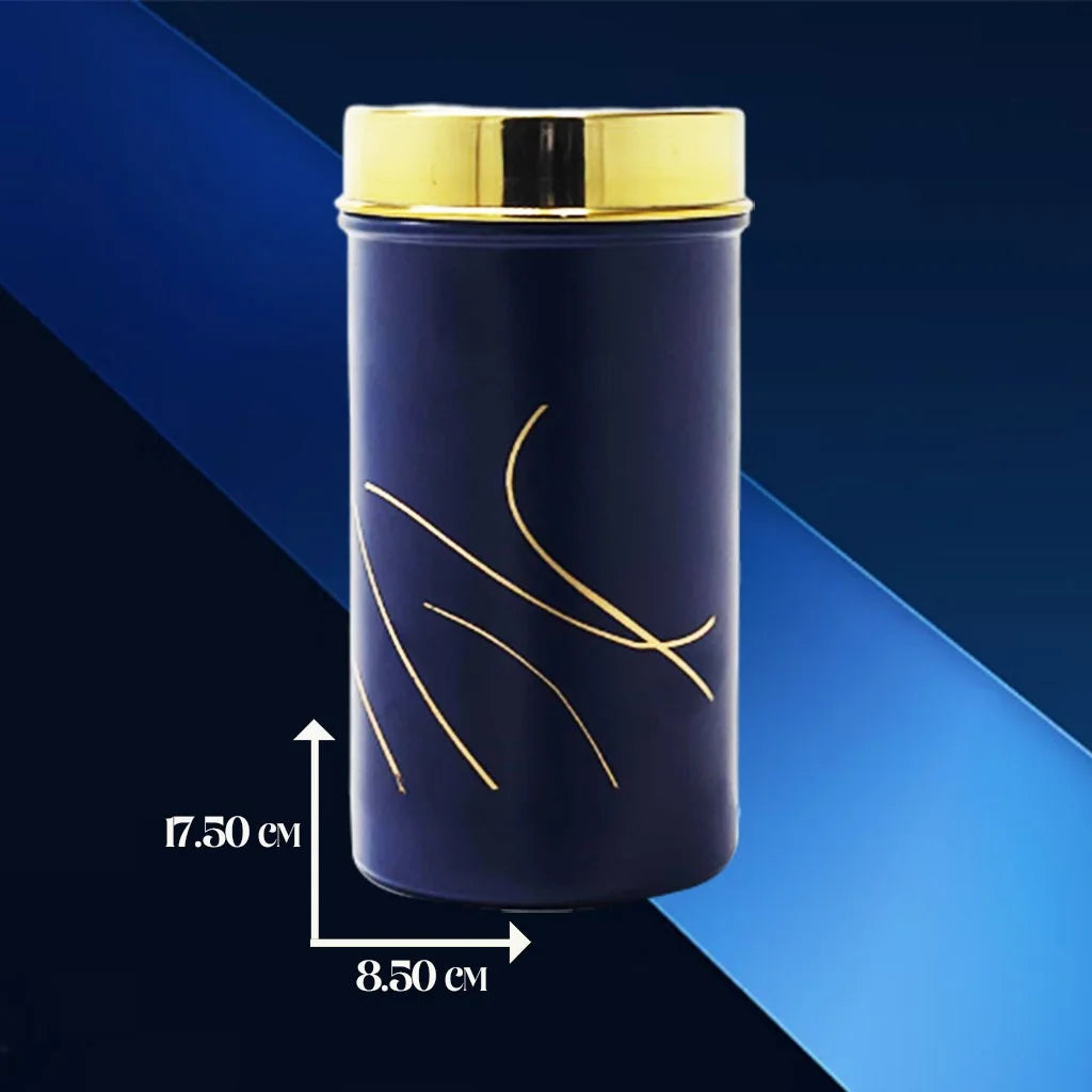 MM SS BAMBOO CANISTER WITH SPOON INK BLUE 900ML MM1196