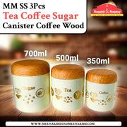 MM SS 3PCS Tea Coffee Sugar Canister Coffee Wood MM2420