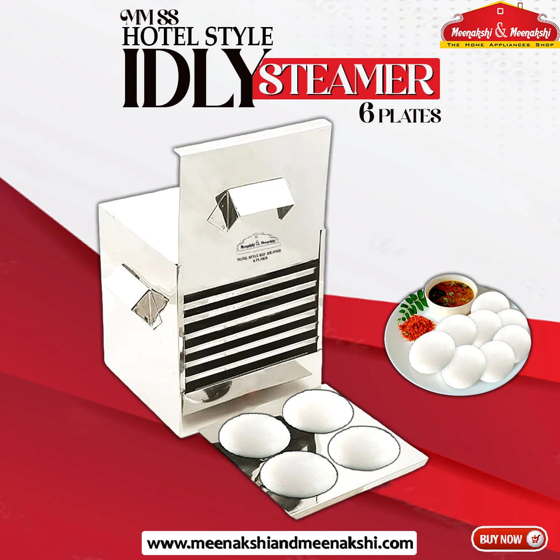 MM SS HOTEL STYLE IDLY STEAMER 6 PLATES MM450