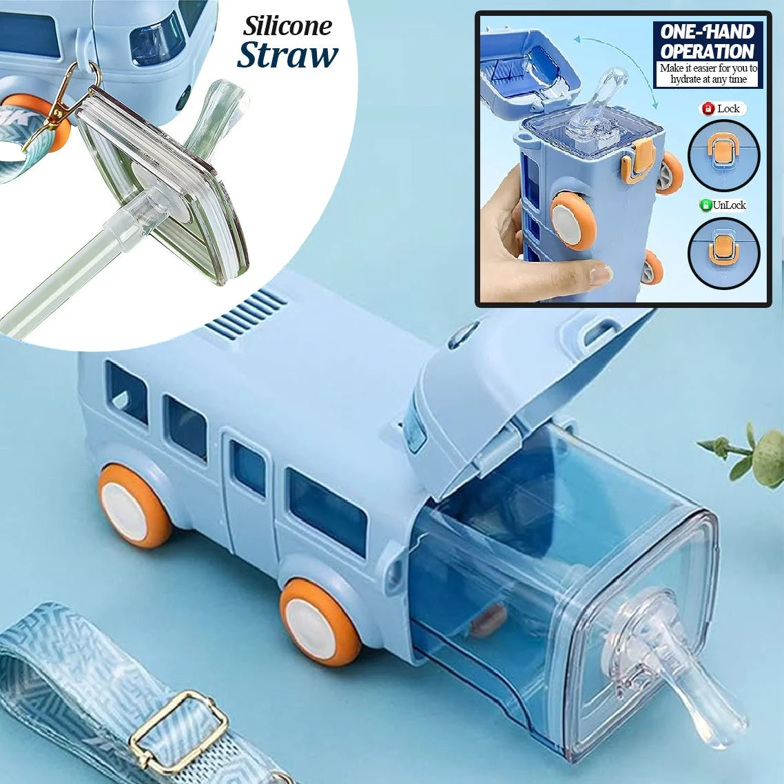 BUS WATER BOTTLE BLUE