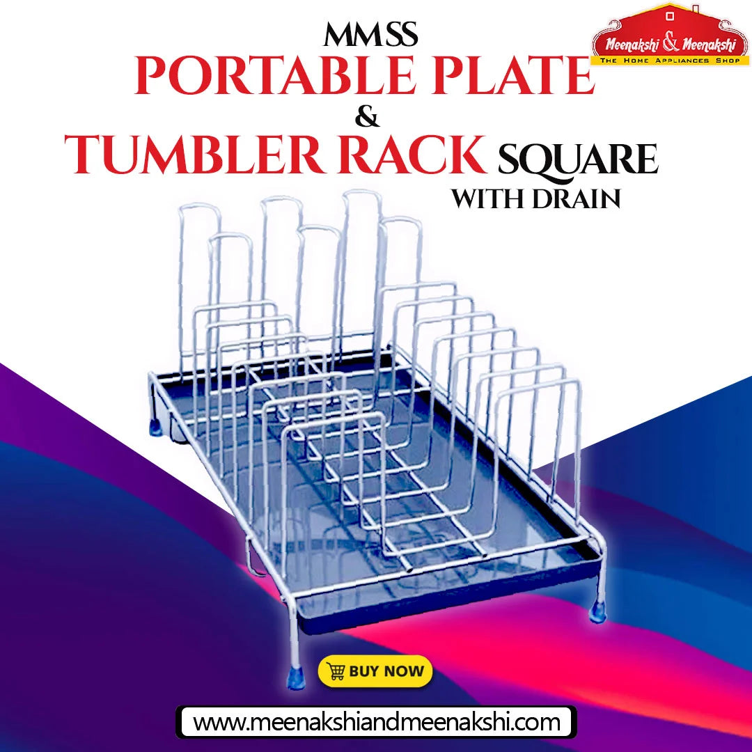 MM SS PORTABLE PLATE & TUMBLER RACK SQUARE WITH DRAIN MM404