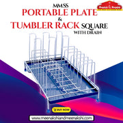 MM SS PORTABLE PLATE & TUMBLER RACK SQUARE WITH DRAIN MM404