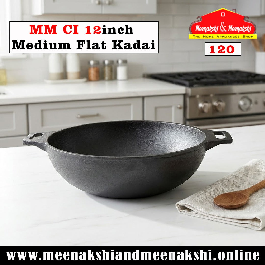 MM CI 12inch Medium Flat Kadai 120