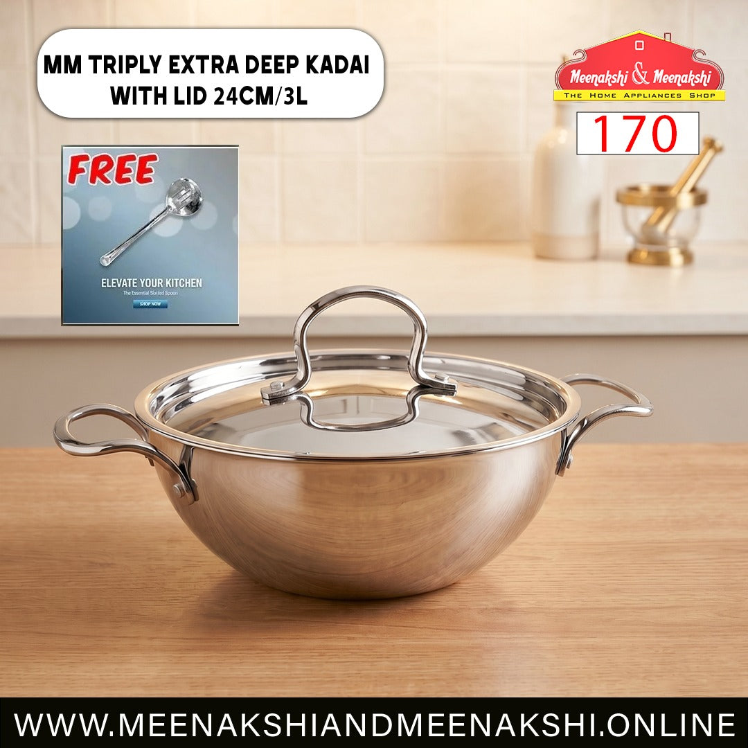 Triply ExtraDeep Kadai With Lid