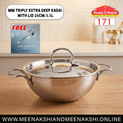 MM Triply Extra Deep Kadai With Lid 26cm/3.5L 171