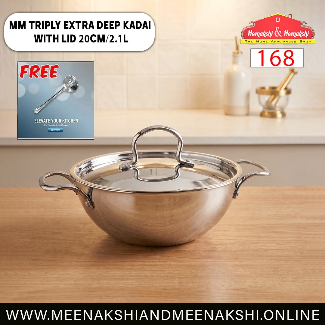 MM Triply Extra Deep Kadai With Lid 20cm/2.1L 168