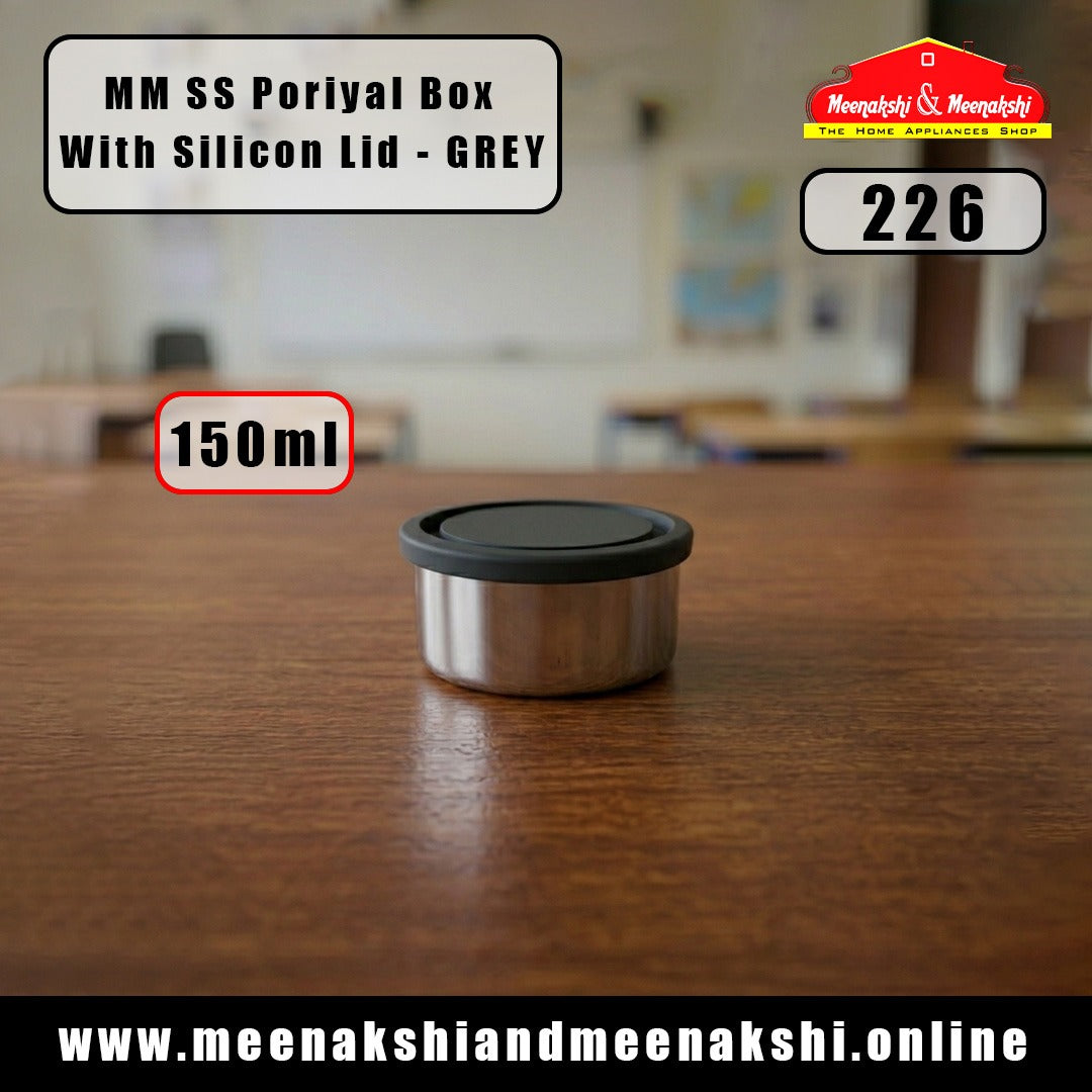 MM SS Poriyal Box With Silicon Lid 150ml Grey 226