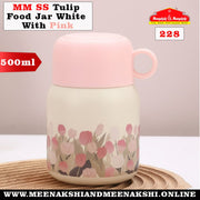 MM SS Tulip Food Jar White With Pink 500ml 228
