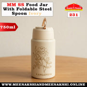 MM SS Food Jar with Foldable Steel Spoon 750ml Ivory 231