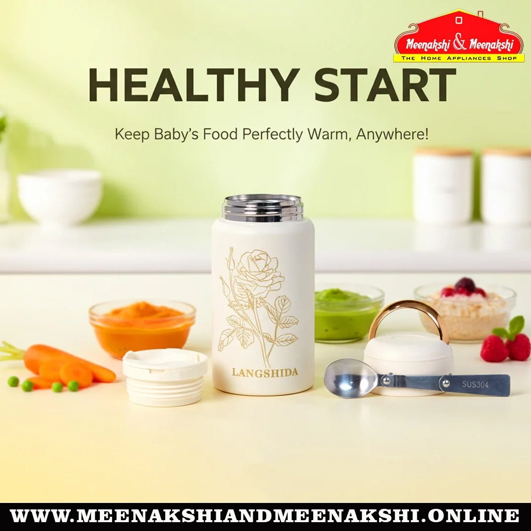MM SS Food Jar with Foldable Steel Spoon 750ml Ivory 231