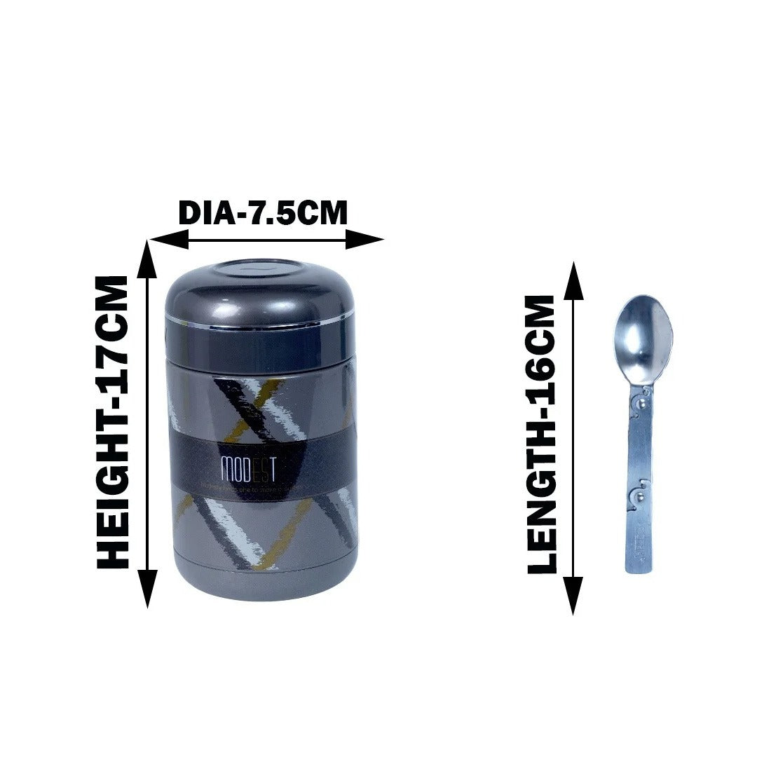 MM SS Food Jar With Foldable Steel Spoon 550ml Grey 230
