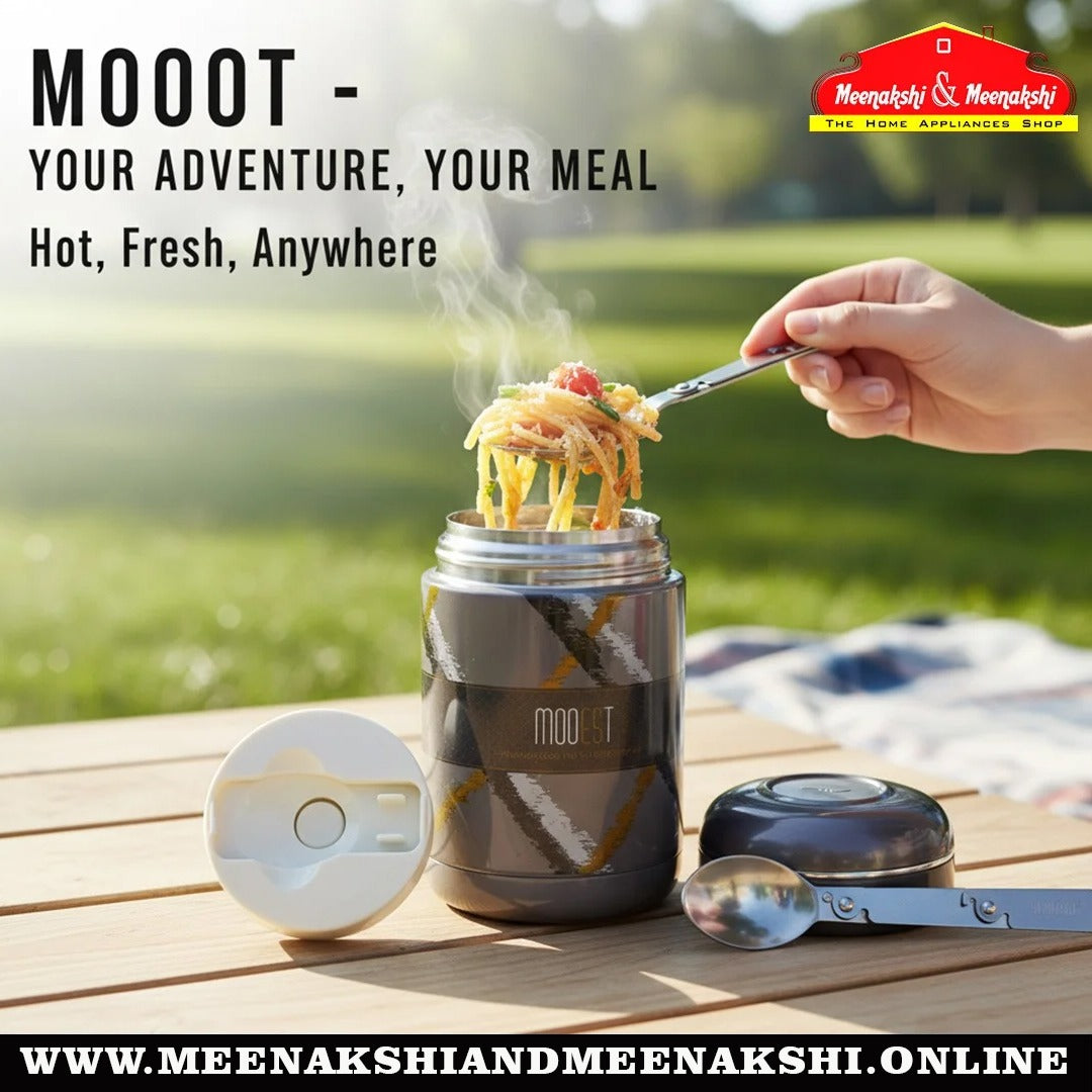 MM SS Food Jar With Foldable Steel Spoon 550ml Grey 230