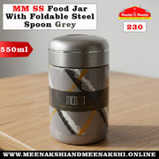 MM SS Food Jar With Foldable Steel Spoon 550ml Grey 230