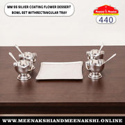 MM SS Silver Coating Flower Dessert Bowl Set with Rectangular Tray 440