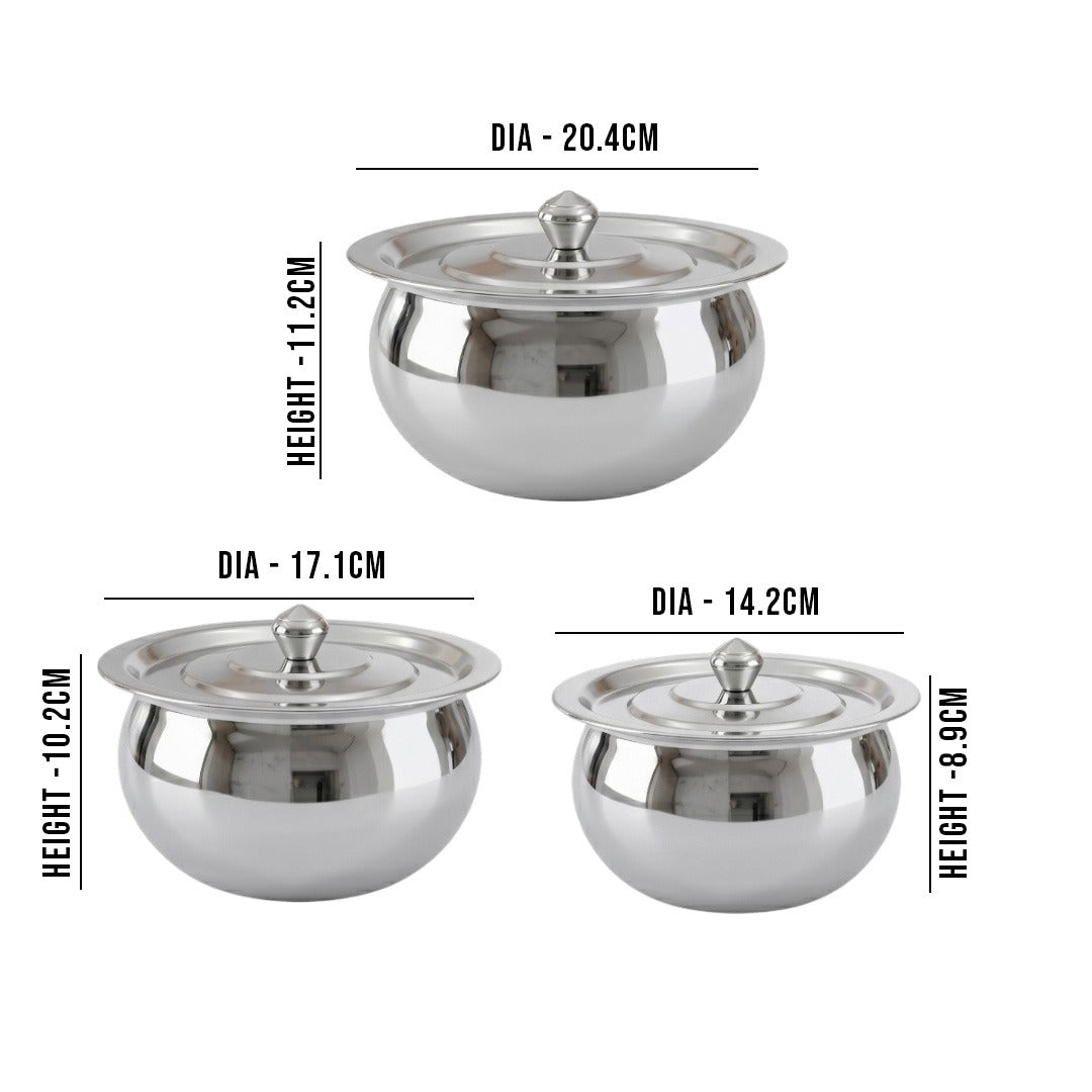 MM SS 20 Guage 3PCS Parappu Chetty with Lid 483