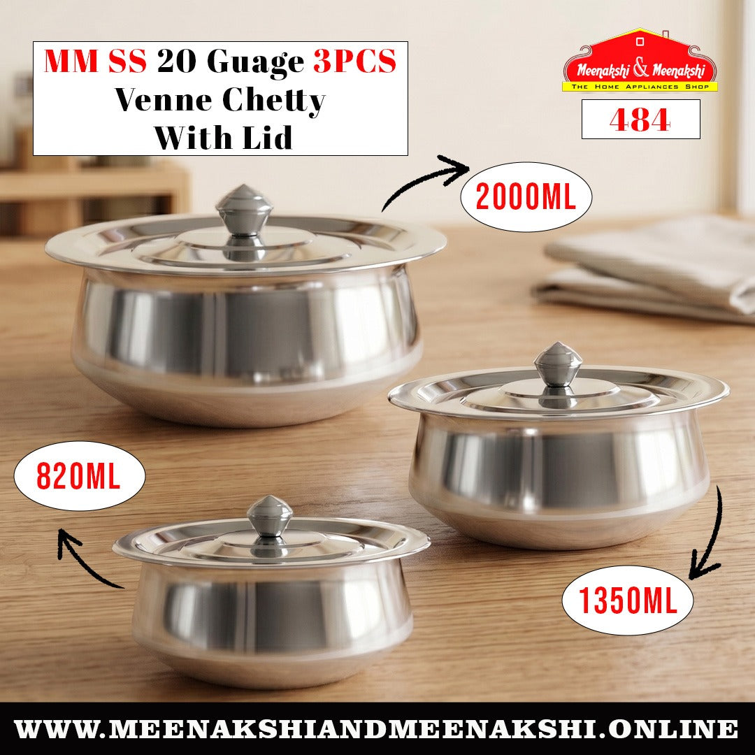 MM SS 20 Guage 3PCS Venne Chetty With Lid 484