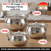 MM SS 20 Guage 3PCS Parappu Chetty with Lid 483