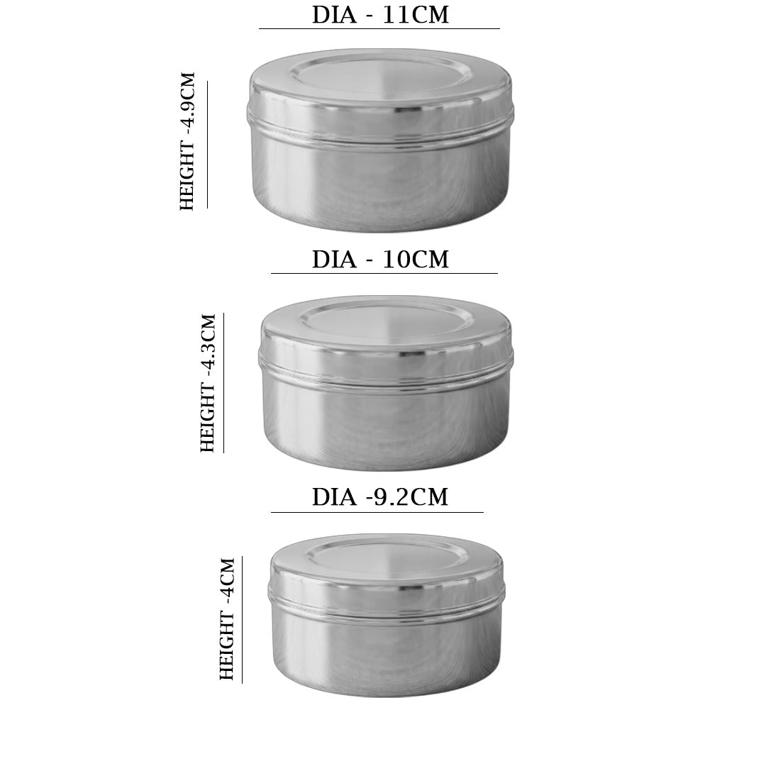 MM SS 3PCS Mini Poori Dabba Big 553