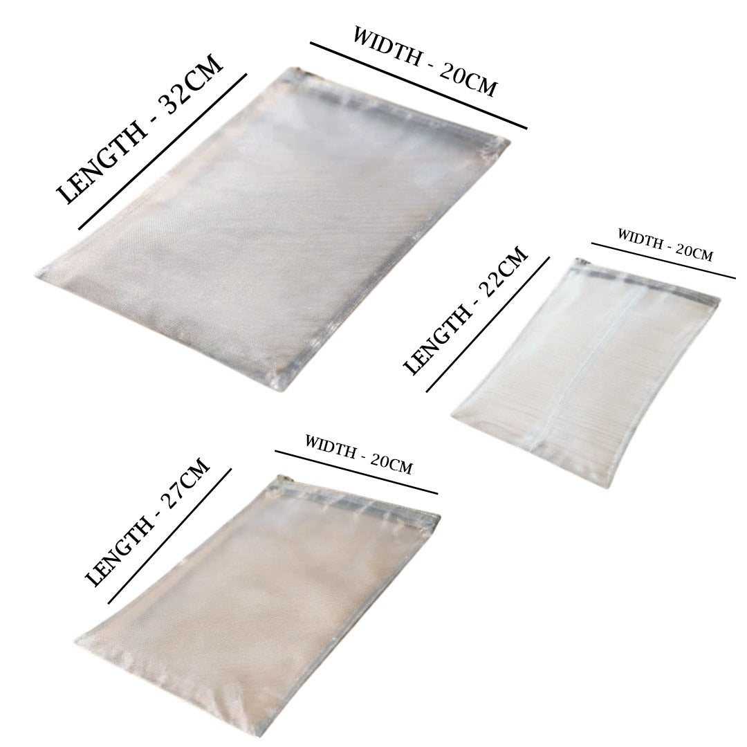 MM Silver Coated Nylon 3PCS Green Leaves Bag 600