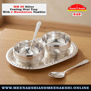 MM SS Silver Coating Oval Tray With 2 Manchurian Bowl 648