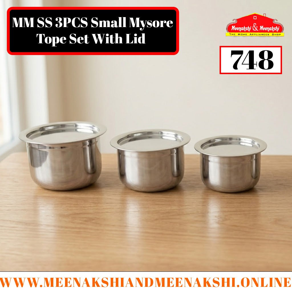 MM SS 3PCS Big Mysore Tope Set With Lid 748