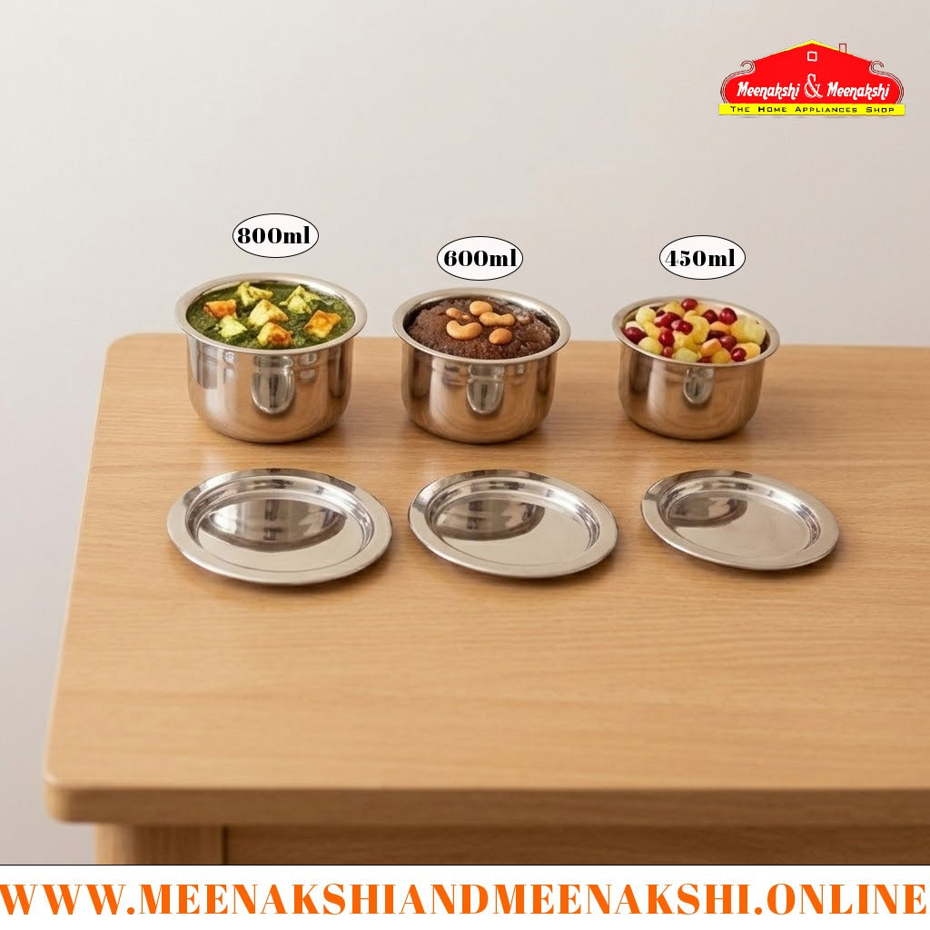 MM SS 3PCS Small Mysore Tope Set With Lid 747