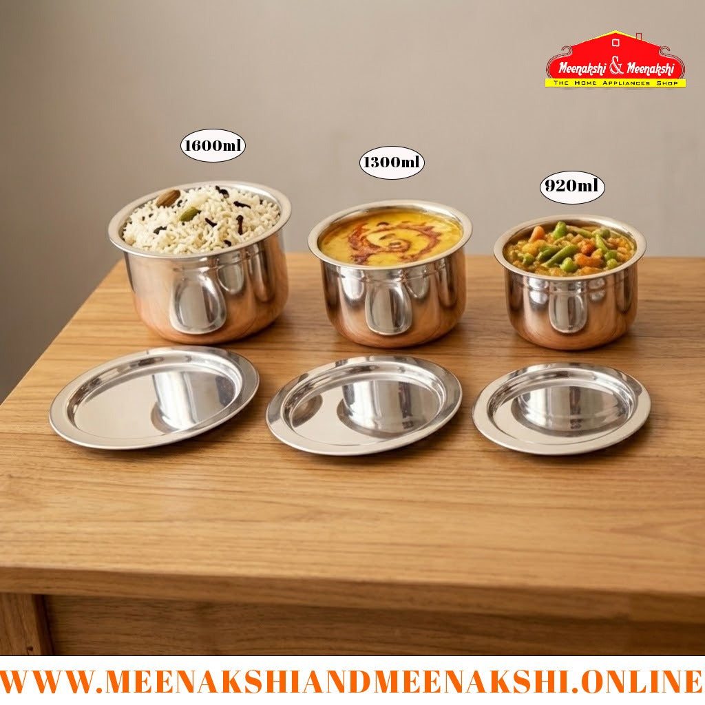 MM SS 3PCS Big Mysore Tope Set With Lid 748