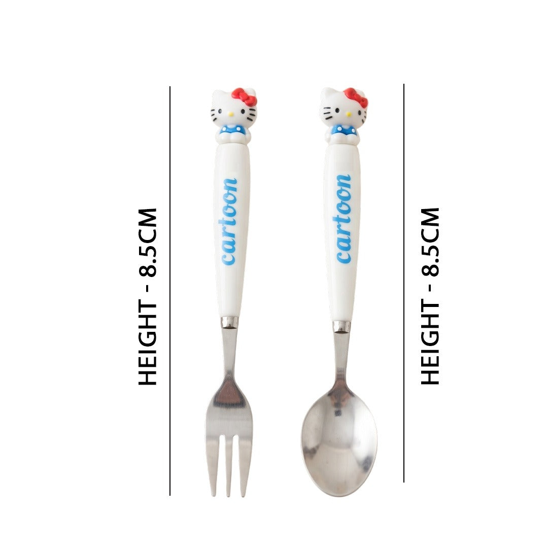 Cartoon 2PCS Spoon & Fork Set Hello Kitty White 1064