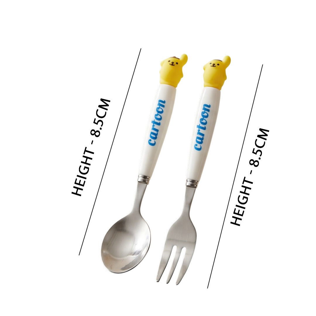 Cartoon 2PCS Spoon & Fork Set Yellow Bunny White 1065