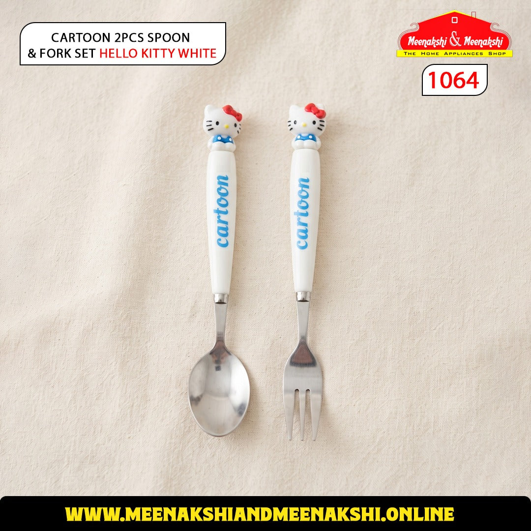 Cartoon 2PCS Spoon & Fork Set Hello Kitty White 1064