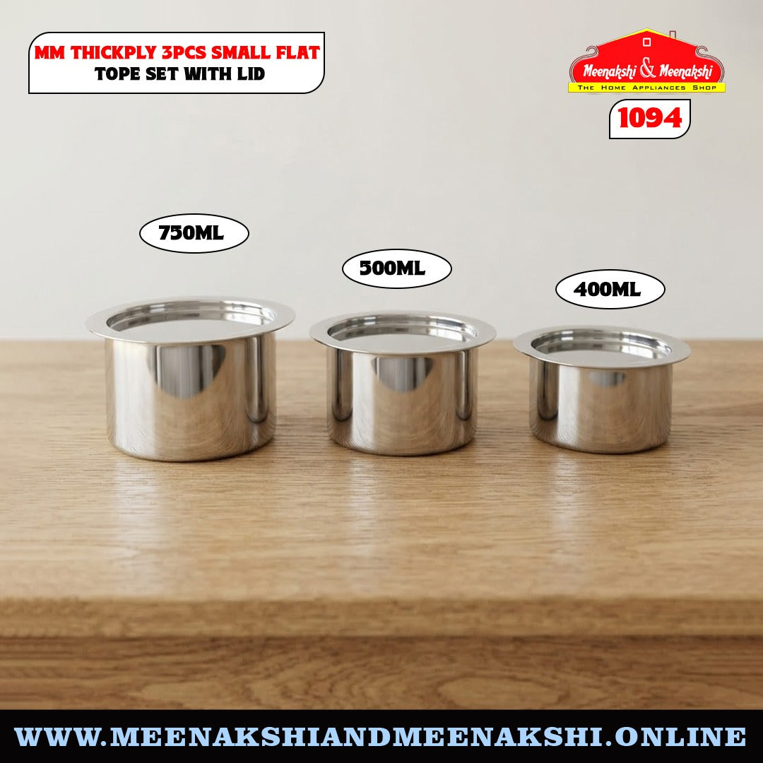 MM Thickply 3PCS Small Flat Tope Set With Lid 1094
