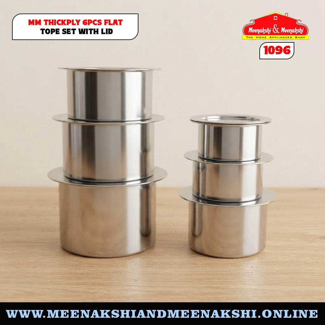 MM Thickply 6PCS Flat Tope Set With Lid 1096