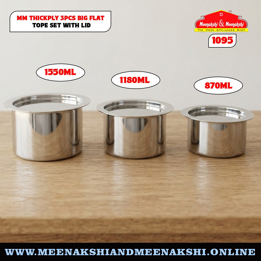 MM Thickply 3PCS Big Flat Tope Set With Lid 1095